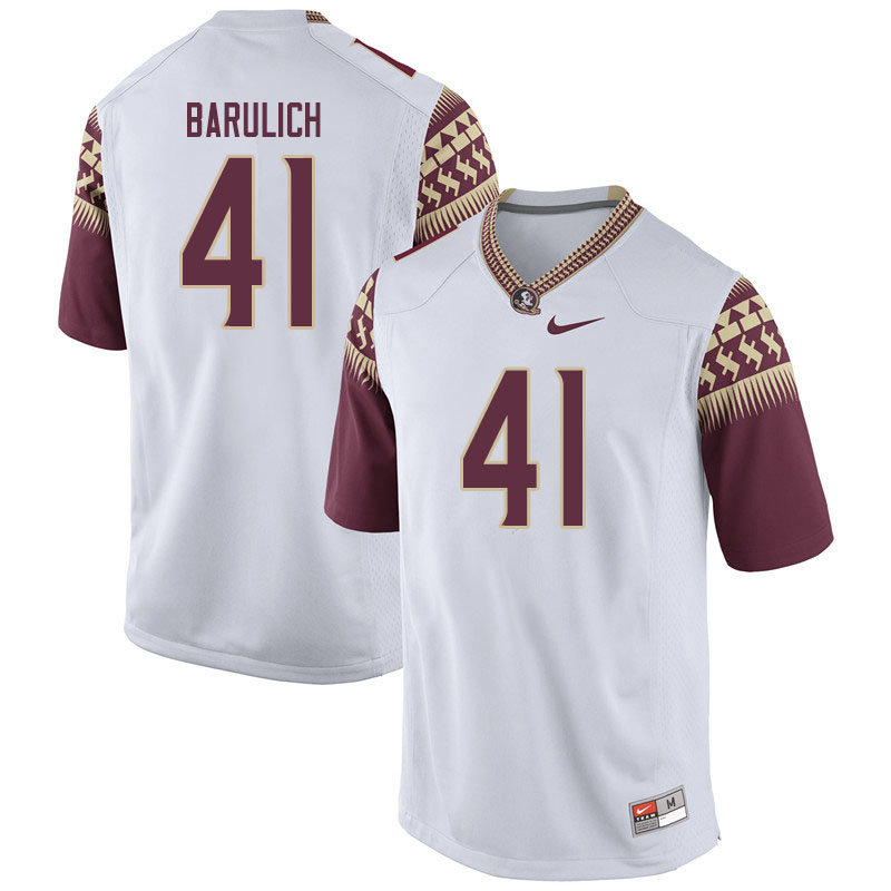 Men #41 Michael Barulich Florida State Seminoles College Football Jerseys Sale-White - Click Image to Close